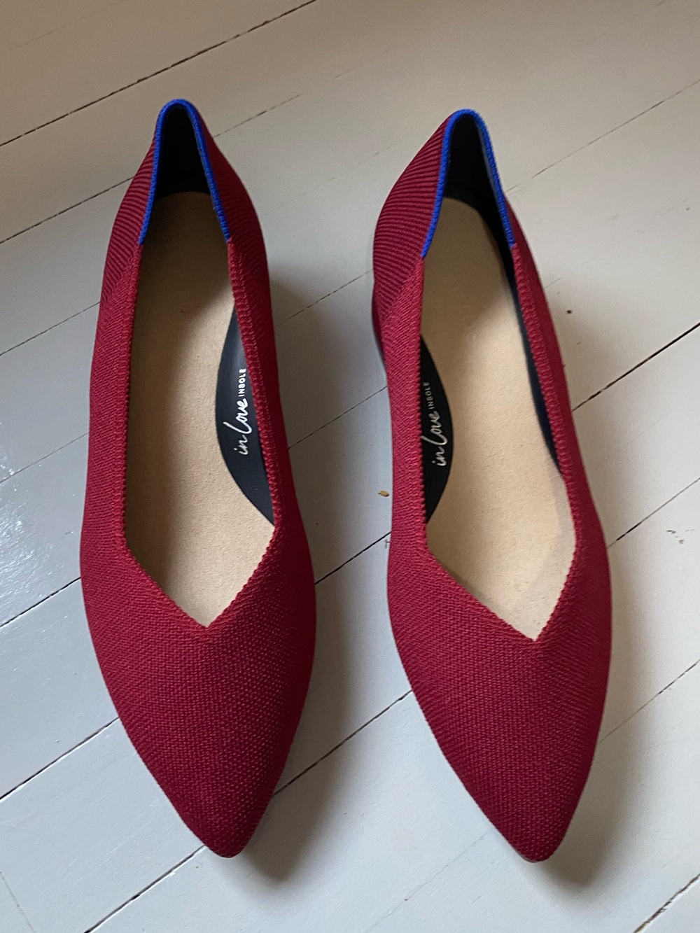 Rothy’s red heels -pointed toe